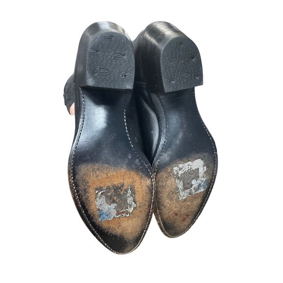 Justin Boots Womans Vintage Black Leather Western mid Calf Boots 6.5B SKU 9561 - Picture 5 of 16